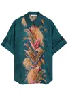Zimmermann Womens Dark Blue Palm Floral Ascension Relaxed-fit Silk Shirt Xs In Multi
