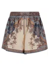 Zimmermann Ascension Multicolor Shorts With Elastic Drawstring And All-over Print In Silk Woman