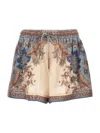 Zimmermann 'ascension' Multicolor Shorts With Elastic Drawstring And All-over Print In Neutral