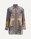 Zimmermann Womens Blue Cream Indienne Ascension Manstyle Graphic-pattern Silk Shirt