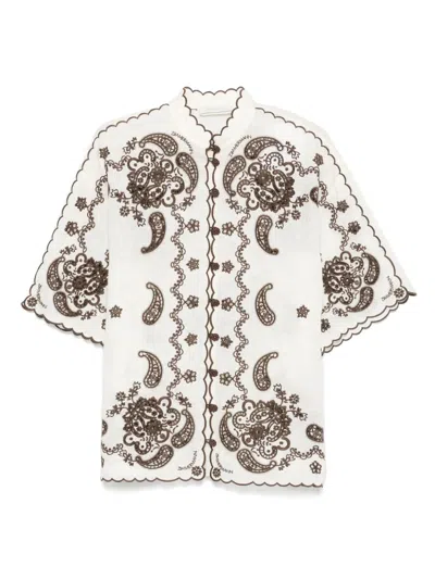 Zimmermann Ascension Embroidered Linen Shirt In Multi