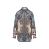 Zimmermann Womens Blue Cream Indienne Ascension Manstyle Graphic-pattern Silk Shirt In Green
