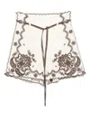 Zimmermann Womens Ivory Chocolate Ascension Embroidered Linen Shorts In Brown