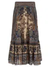 Zimmermann Women Indienne Floral Habotai Silk Ascension Tiered Midi Skirt In Gray