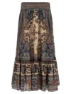 Zimmermann Women Indienne Floral Habotai Silk Ascension Tiered Midi Skirt In Multi
