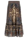 Zimmermann Ascension Printed Silk Skirt In Brown