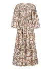 Zimmermann Long Sleeve Maxi Dress With Self-ties And Pleated Skirt