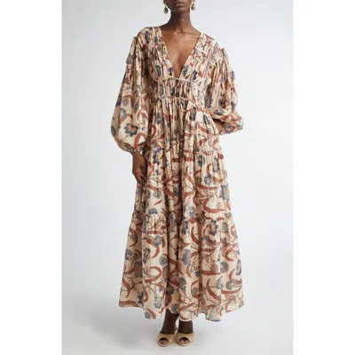ZIMMERMANN ZIMMERMANN ASCENSION TIE BILLOW LONG SLEEVE TIERED MAXI DRESS