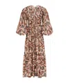 Zimmermann Long Sleeve Maxi Dress With Self-ties And Pleated Skirt In Multi