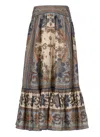 Zimmermann Women Indienne Floral Habotai Silk Ascension Tiered Midi Skirt In Gray