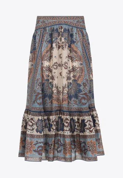 ZIMMERMANN ASCENSION TIERED PRINTED MIDI SKIRT