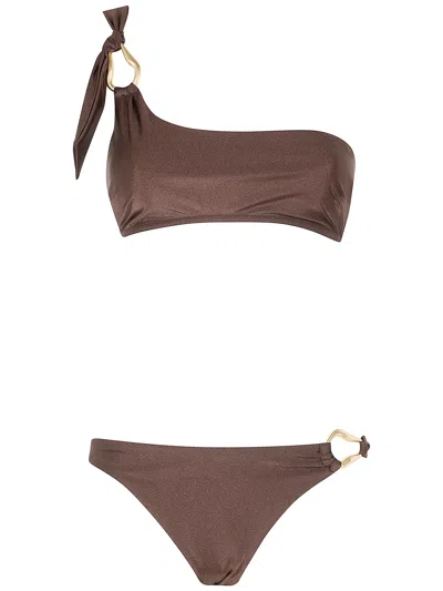 Zimmermann Ascension Trim Bikini Top In Brown
