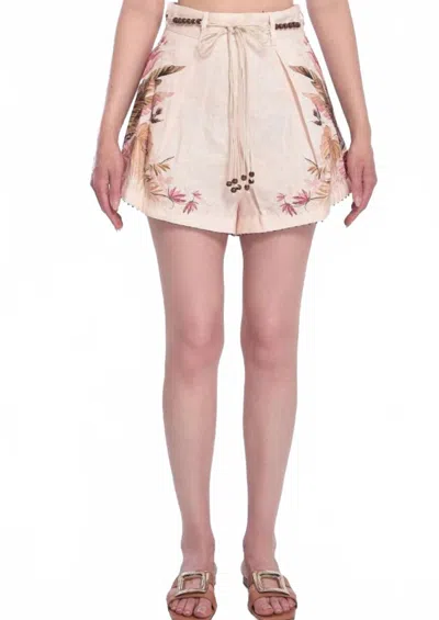 ZIMMERMANN ASCENSION TUCK HIGH WAIST SHORT IN CREAM PALM FLORAL