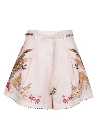 ZIMMERMANN ASCENSION TUCK SHORT CREAM PALM FLORAL