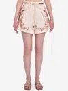 Zimmermann Ascension Belted Bead-embellished Floral-print Linen Shorts In Multi