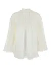 Zimmermann Ascension White Blouse With Lace Panels And Scallop Hem In Ramie Woman In Neutral