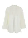 Zimmermann Ascension White Blouse With Lace Panels And Scallop Hem In Ramie Woman