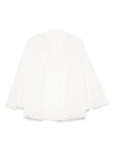 ZIMMERMANN ZIMMERMANN 'ASCENSION' WHITE LACE BLOUSE