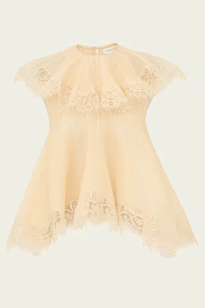 Zimmermann Ascent Flutter Top In Cream In Yellow