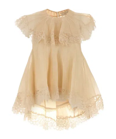 Zimmermann Ascent Lace-trimmed Linen And Silk-blend Fluttered Blouse In Neutral