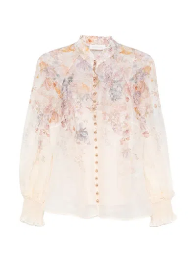 Zimmermann Ascent Linen And Silk Blouse In White