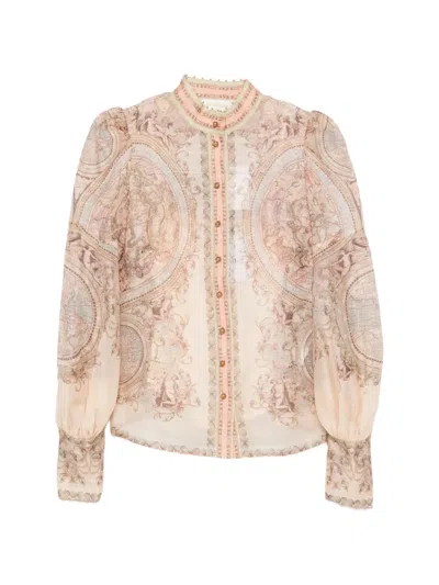 Zimmermann Ascent Printed Puff-sleeve Blouse In Multi