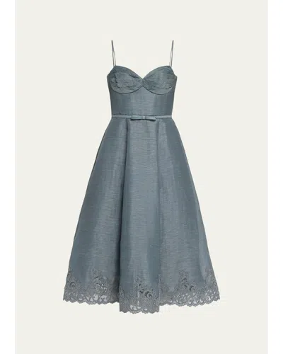 Zimmermann Ascent Tucked Midi Dress In Blue
