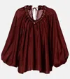Zimmermann Blouse Aster With Ruffles And Beads In Burgundy