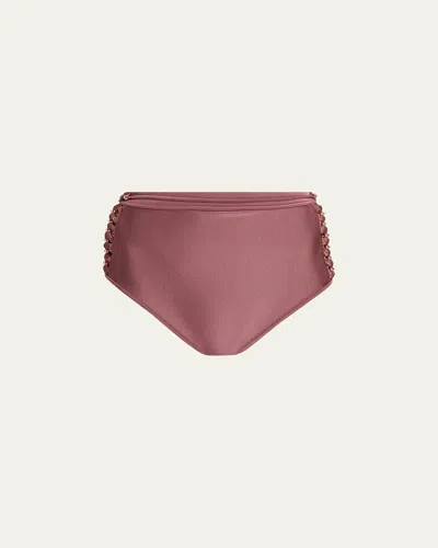 Zimmermann Aster Bead Detail High-waist Bikini Bottoms In Pink