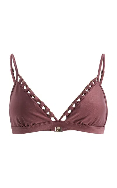 Zimmermann Aster Beaded Bikini Top In Purple