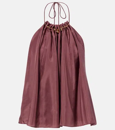 Zimmermann Zim Aster Gathered Bead Cami Blouse Musk In Brown