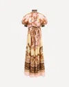 Zimmermann Womens Mauve Jacobean Aster Billow Silk Maxi Dress Xl In Brown