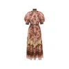 Zimmermann Womens Mauve Jacobean Aster Billow Silk Maxi Dress Xl In Multi