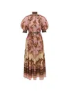 Zimmermann Womens Mauve Jacobean Aster Billow Silk Maxi Dress Xl In Pink