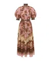 Zimmermann Womens Mauve Jacobean Aster Billow Silk Maxi Dress Xl In Multi