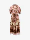 Zimmermann Womens Mauve Jacobean Aster Billow Silk Maxi Dress Xl In Multi
