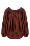 Zimmermann Blouse Aster With Ruffles And Beads In Burgundy