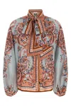 Zimmermann Paisley Floral Pure Silk Blouse With Self-tie Neck Detail In Multi