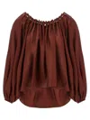 Zimmermann Blouse Aster With Ruffles And Beads In Brown