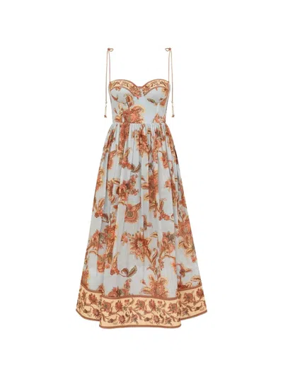 Zimmermann Aster Cotton Midi Dress In Multi