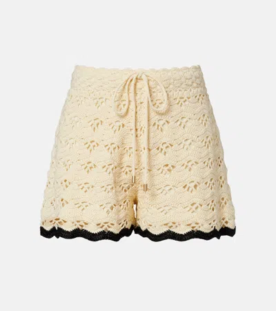 Zimmermann Aster Crochet Cotton Shorts In White