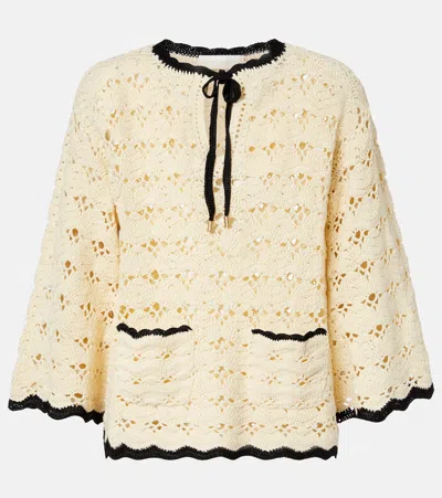 Zimmermann Aster Crocheted Cotton Coverup In Animal Print