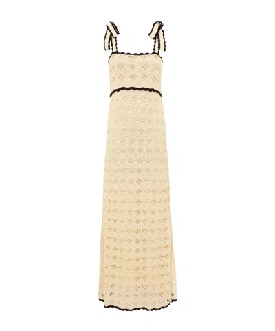 Zimmermann Aster Crochet Tie Midi Dress In Neutral