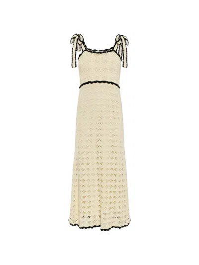 Zimmermann Aster Crocheted Strappy Maxi Dress In Neutral