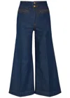 Zimmermann Aster Cropped Flared-leg Denim Jeans In Blue