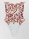Zimmermann Aster Scarf Tie One-piece Swimsuit Blue Paisley Floral In Burgundy