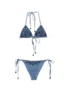 Zimmermann Aster Paisley Embroidered Denim Two-piece Swimsuit