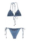 Zimmermann Aster Paisley Embroidered Denim Two-piece Swimsuit In Blue