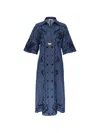Zimmermann Womens Railway Blue Aster Embroidered Denim Midi Dress Xxs In Blue