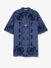 Zimmermann Aster Broderie Anglaise-trimmed Cotton-denim Mini Dress In Blue